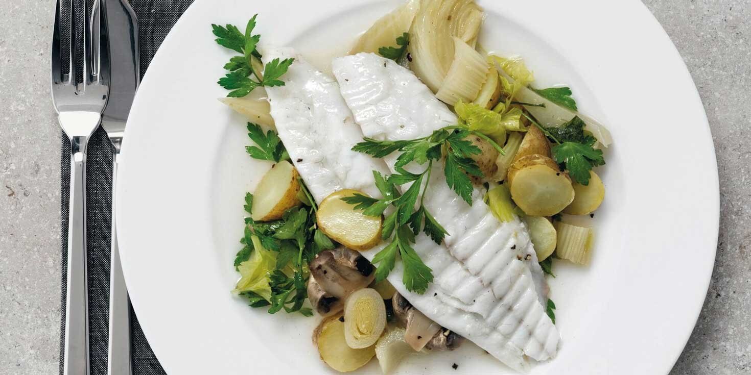 AEG TURBOT ON A BED OF VEGETABLES RECIPE