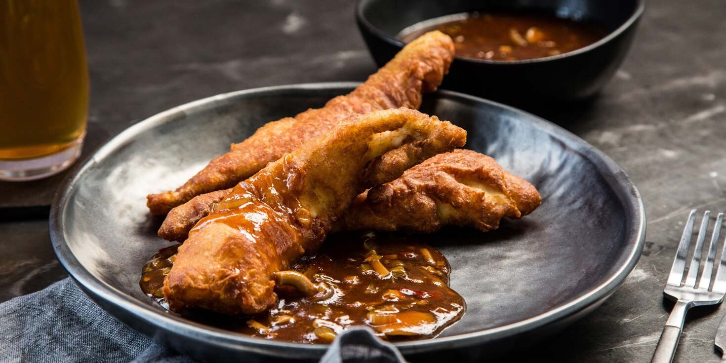 BATTERED COD WITH HOT AND SOUR SAUCE
