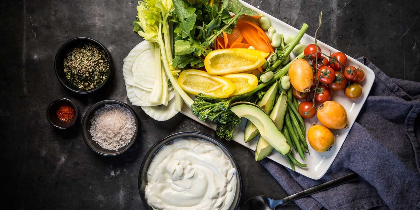 SPRING VEGETABLES WITH MEREDITH GOAT CHEESE CREAM