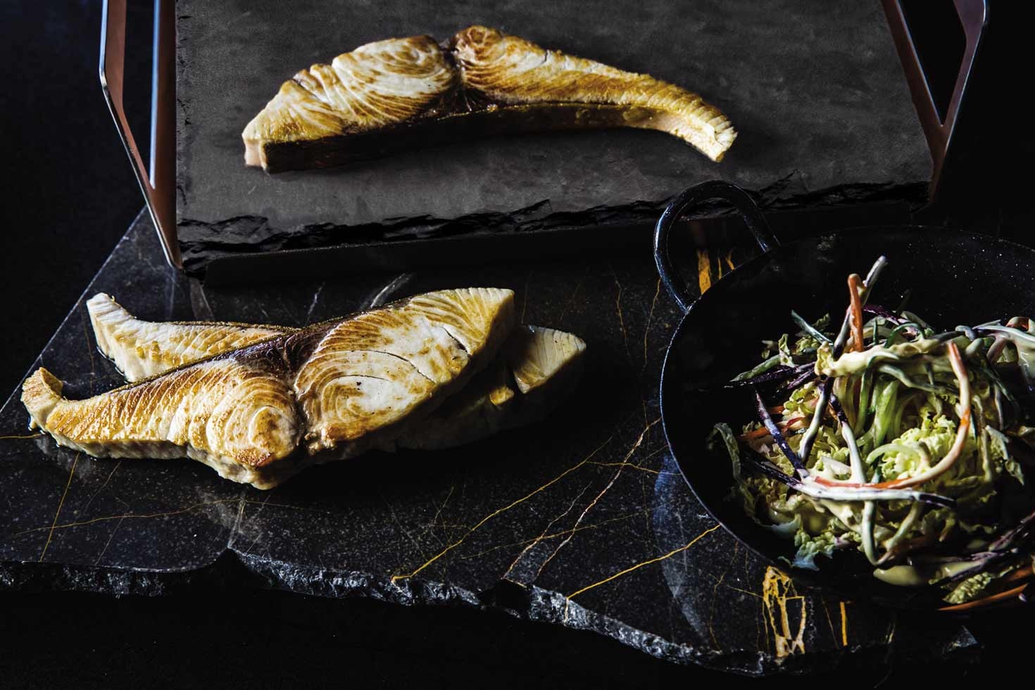 SEARED KINGFISH WITH COLESLAW