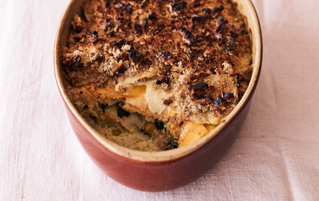 PUMPKIN AND SILVERBEET GRATIN WITH SAGE CREAM (AU GRATIN)