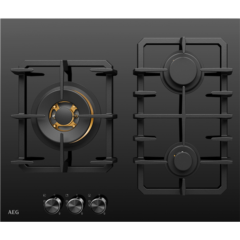 60cm 3 Burner Ceramic Glass Gas Cooktop, Black - HGC6366BB